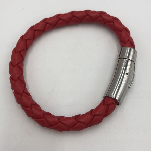 Red Braided Bracelet with silver safely clasp. - Picture 5 of 5